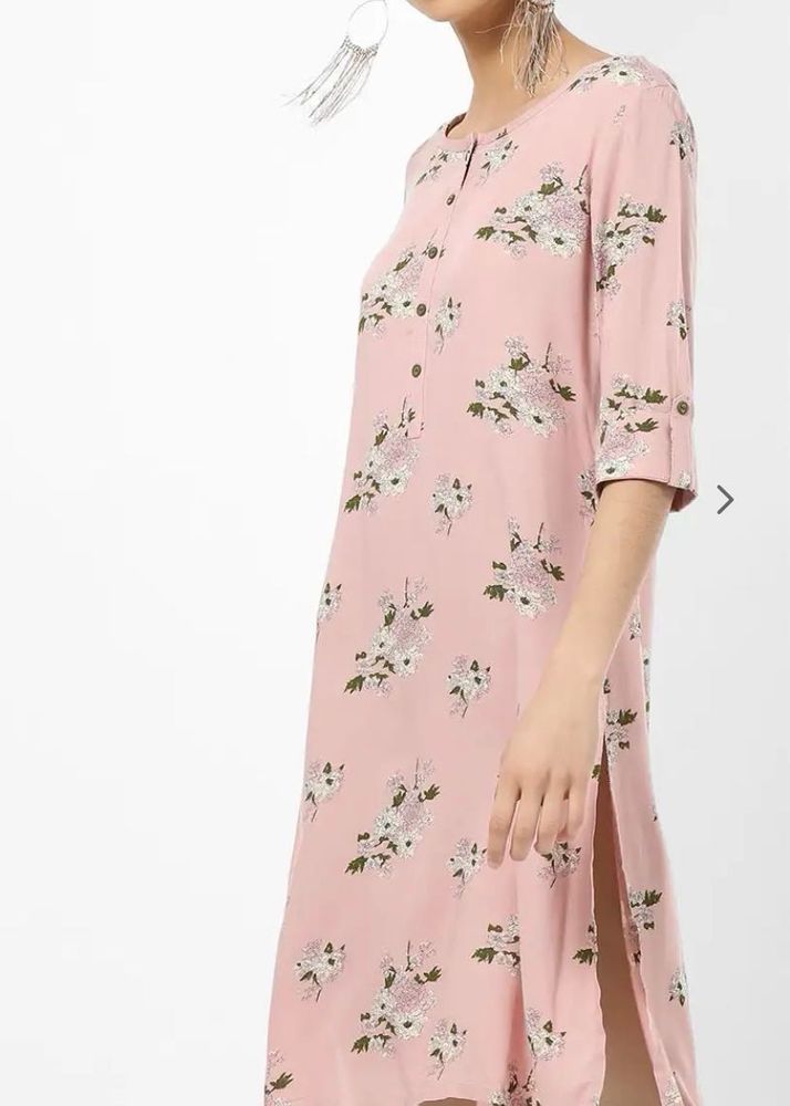 Pink Floral Print Kurta