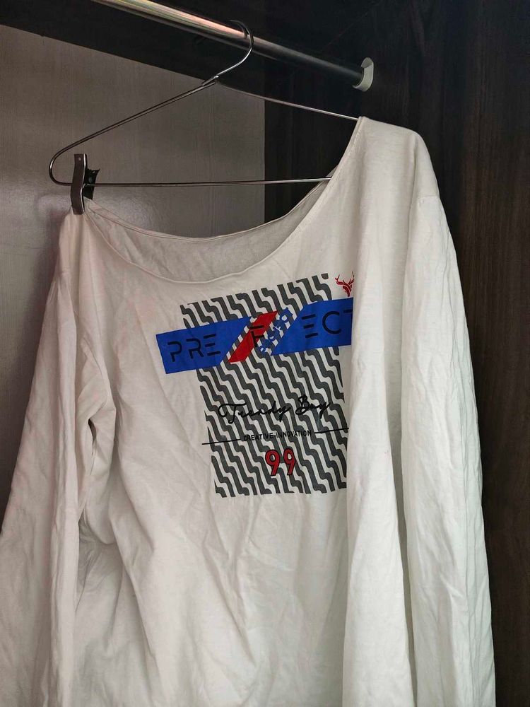 Graphic Print off shoulder Long Sleeve T-Shirt