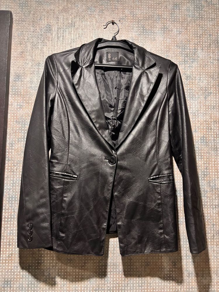 Black Faux Leather Blazer