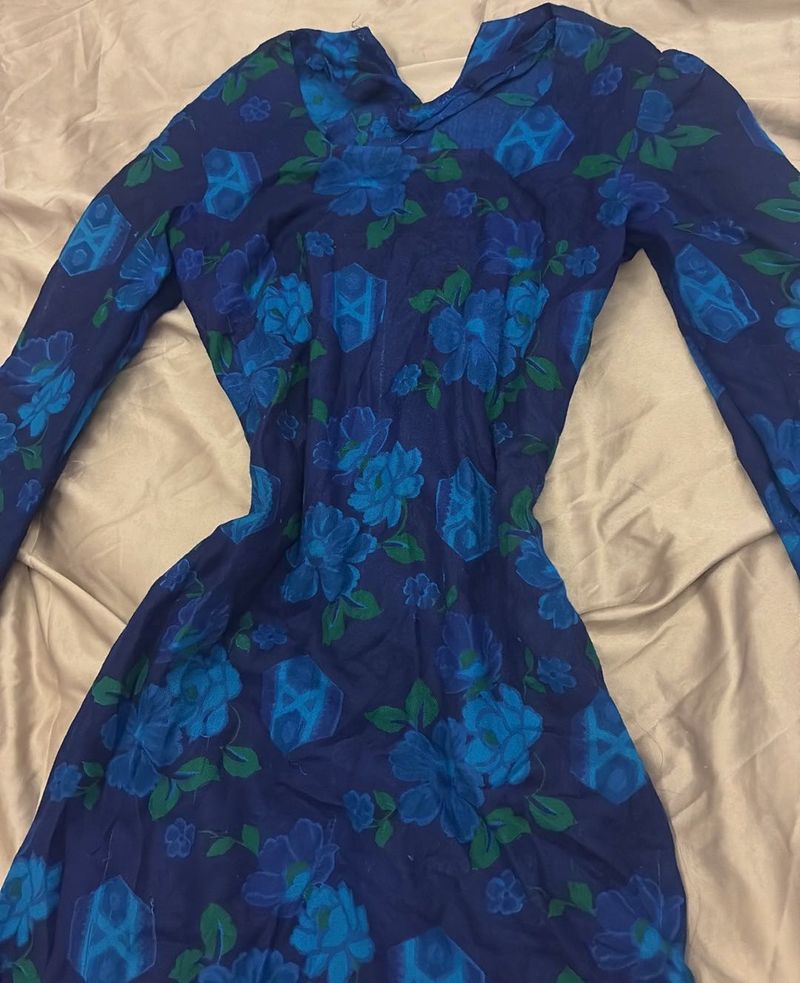 y2k Vintage Blue Floral kurti