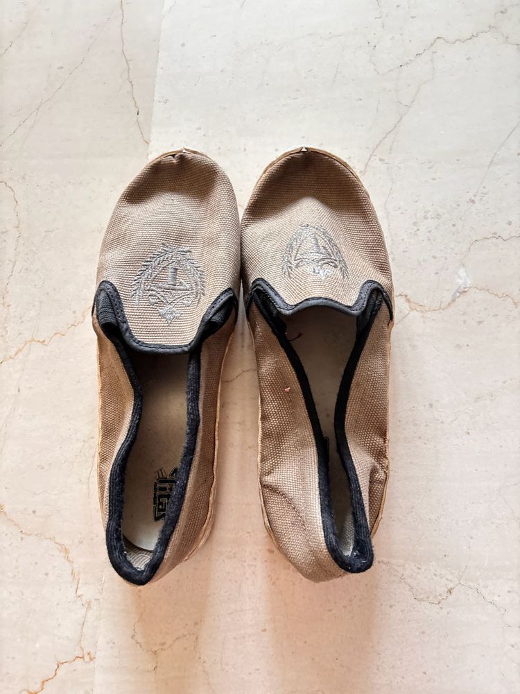 Casual Tan Canvas Slip-on Shoes