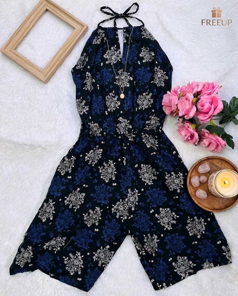 🖤Floral Jumpsuit with Halter Neck
