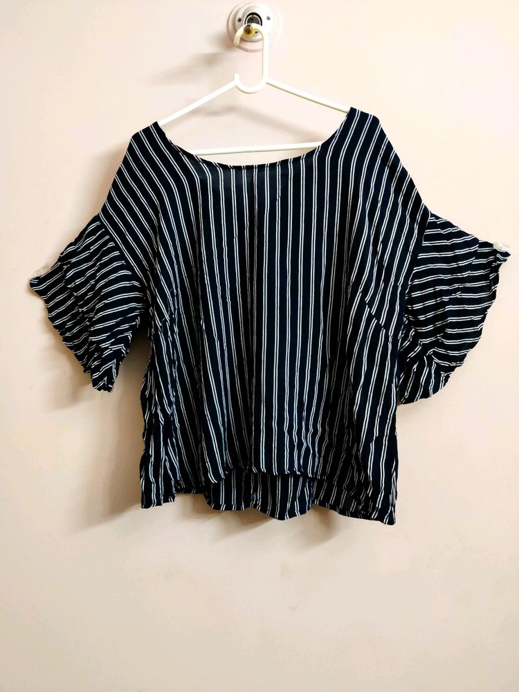 🔥BUY1GET1🔥women's Navy blue off-white striped to