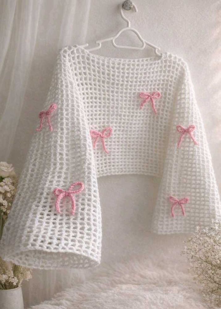 Crochet Bow Detail Top