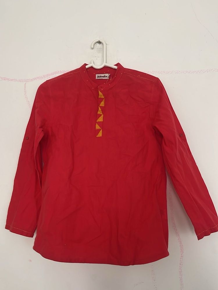 Red Cotton Kurta
