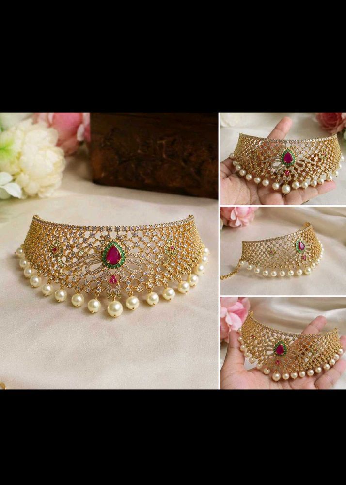 Exquisite Kundan &amp; Pearl Choker Necklace