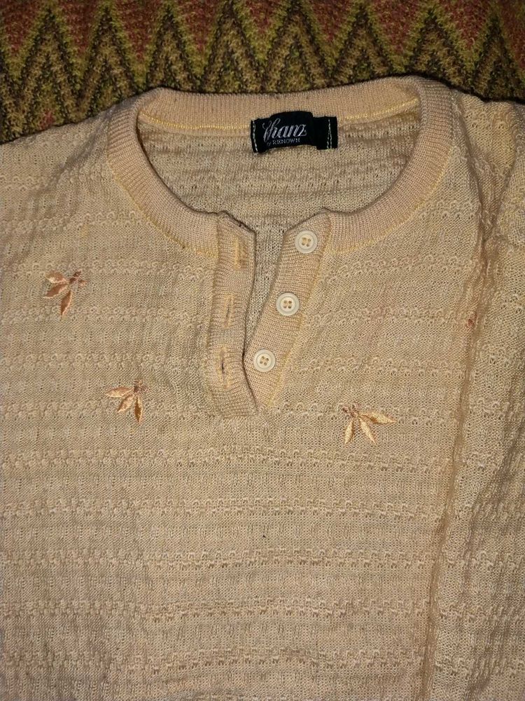 Chic Embroidered Henley Top