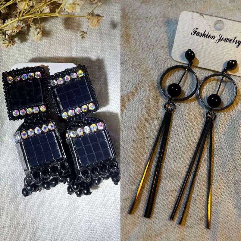 combo jhumka and drop earrings