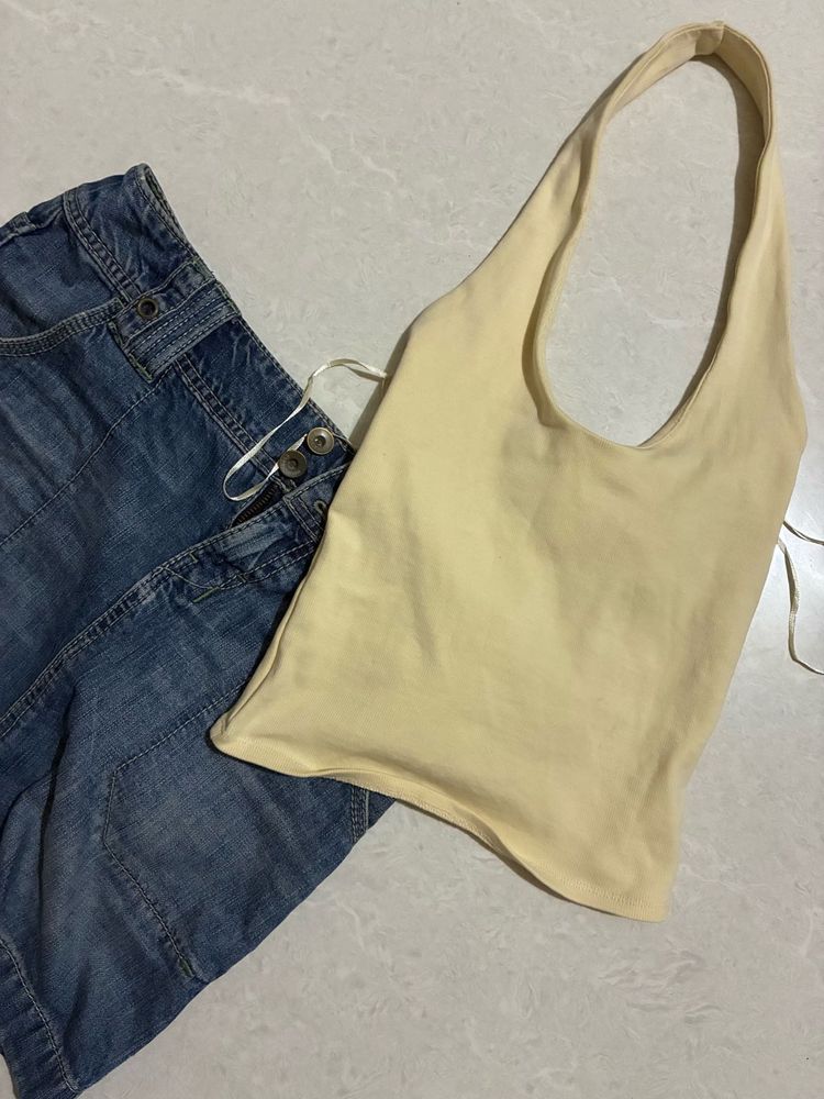 Y2k Butter Yellow ZARA Halter Neck Top