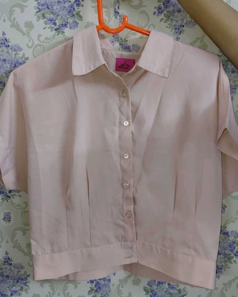 Chic Pastel Pink Button-Up Shirt
