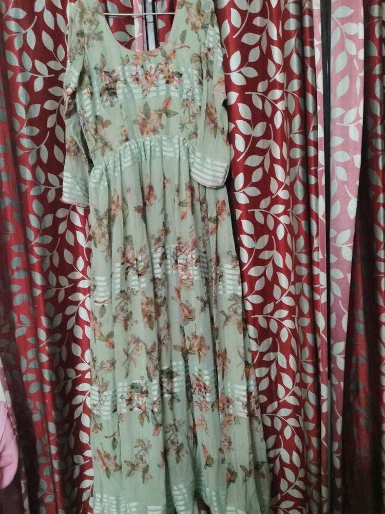 Light Green Floral Print Gown