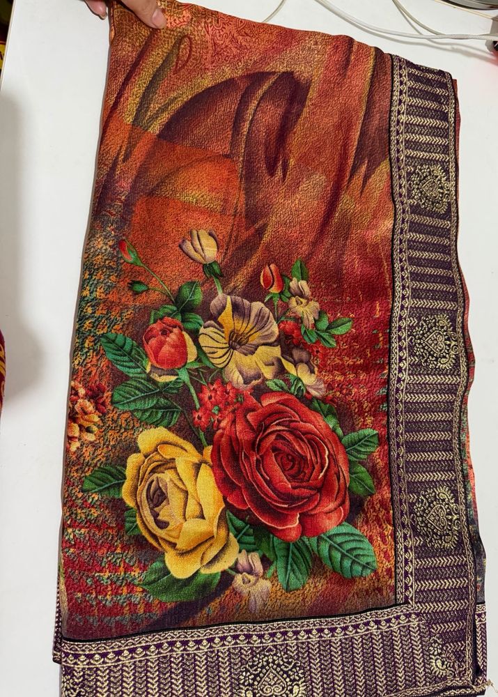 floral print multicolor saree