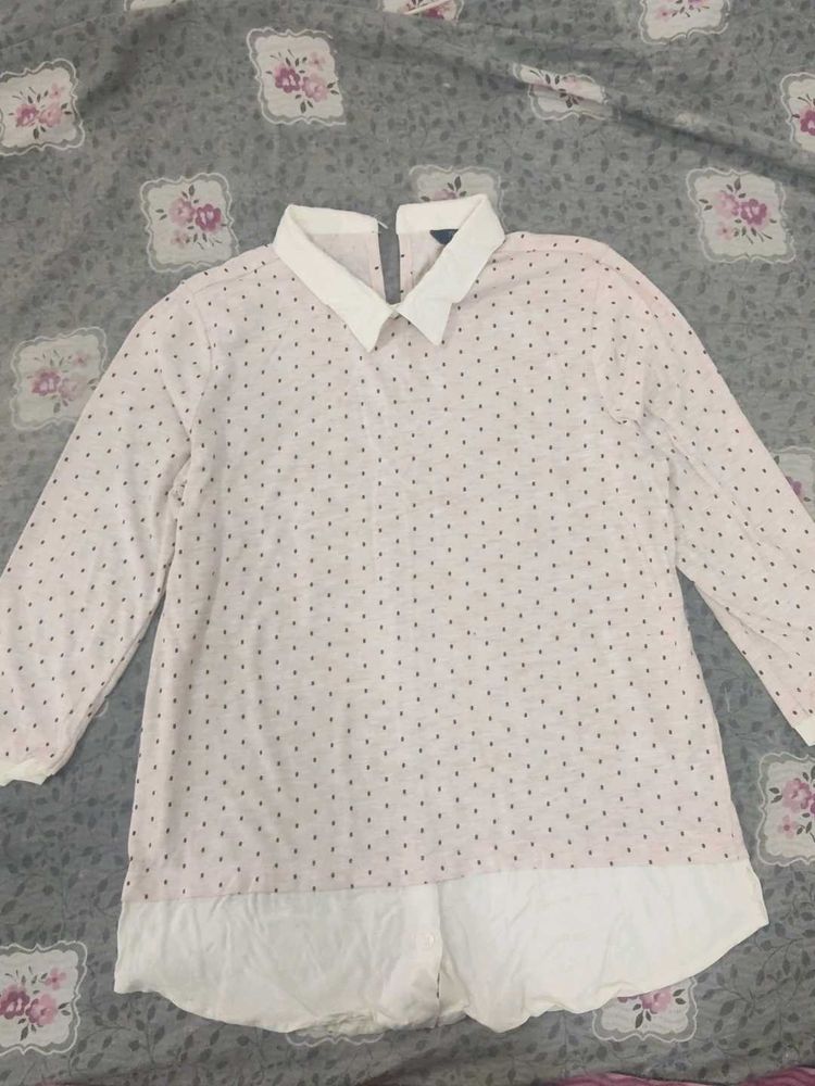 Chic Polka Dot Collared Top