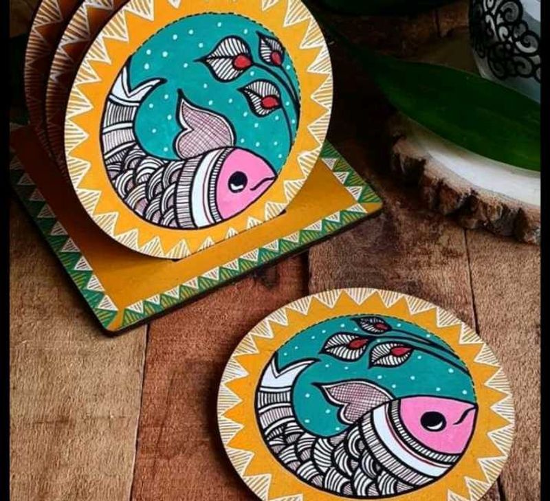 Hand-Painted Fish Design Coasters