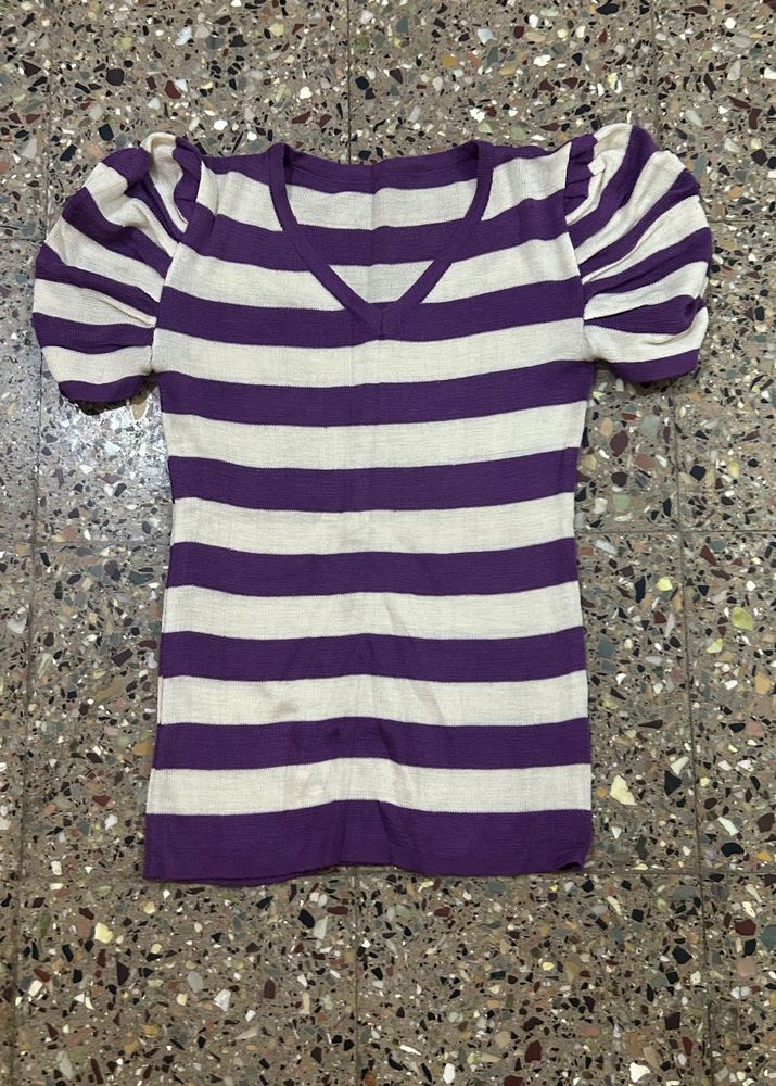 Striped Puff Sleeve Top