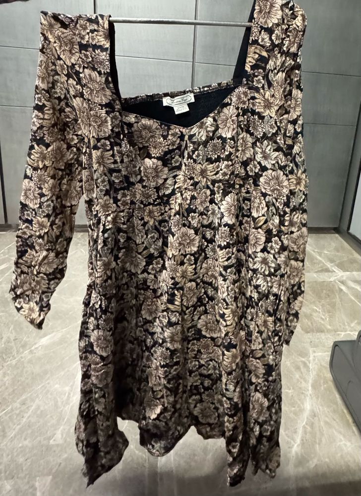 Floral Print Square Neck Dress