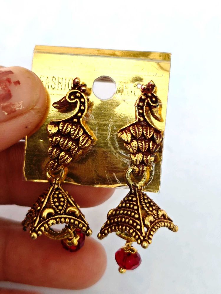6 pairs 🦚Peacock Jhumka Earrings