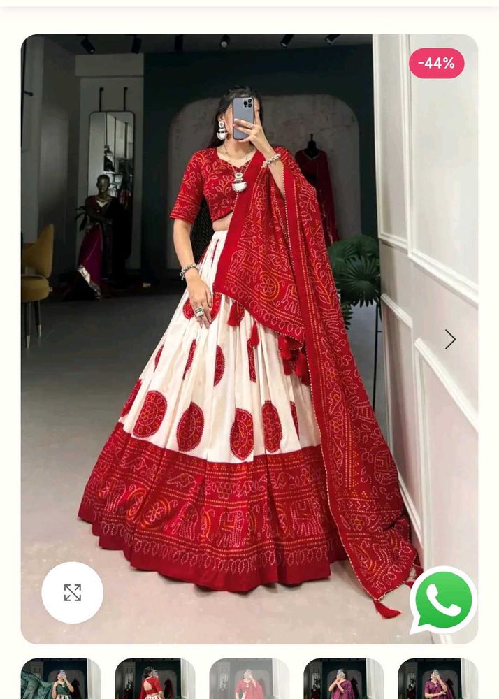 bandhani print White &amp; Red Printed Lehenga sets