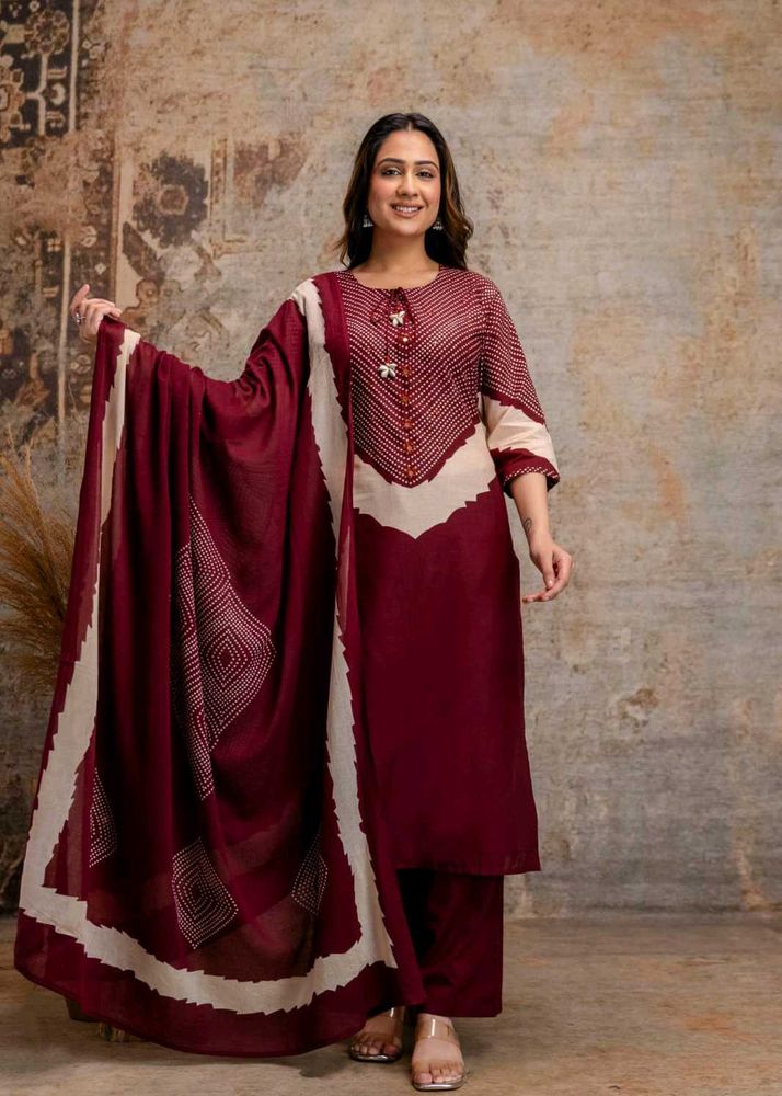 Maroon Kurta Set with Dupatta
