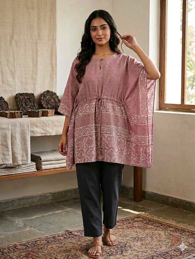 Stylish Pink Printed Kaftan Top
