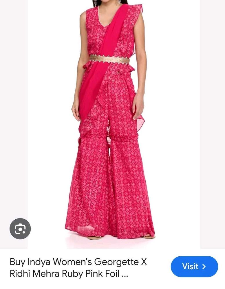 Ridhi Mehra Ruby Pink Georgette Foil Set