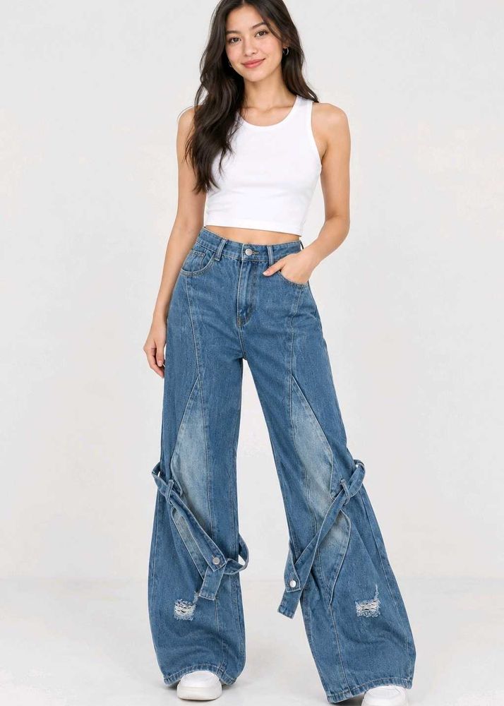 🇰🇷Stylish Wide Leg Jeans