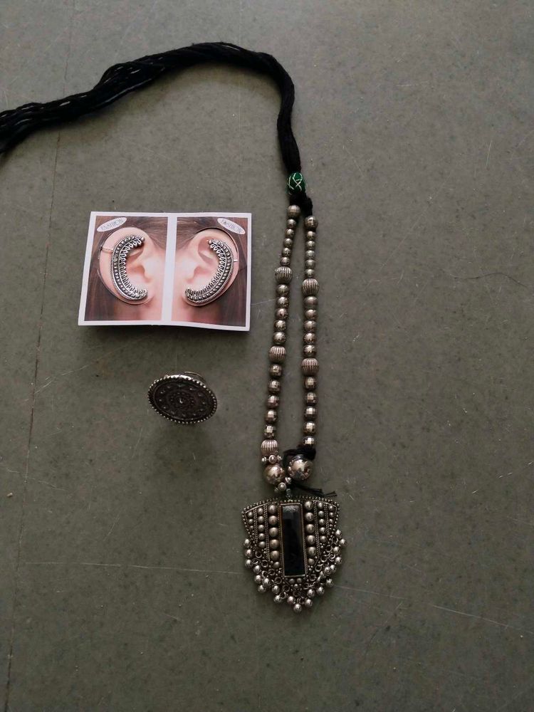 oxidised set + ring + earcuffs