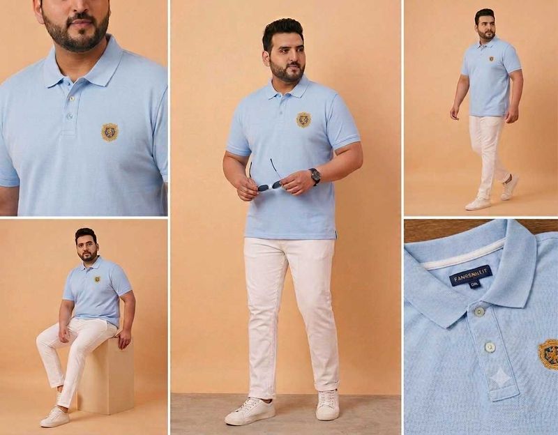 Fahrenheit 5XL Sky Blue Polo t-shirt