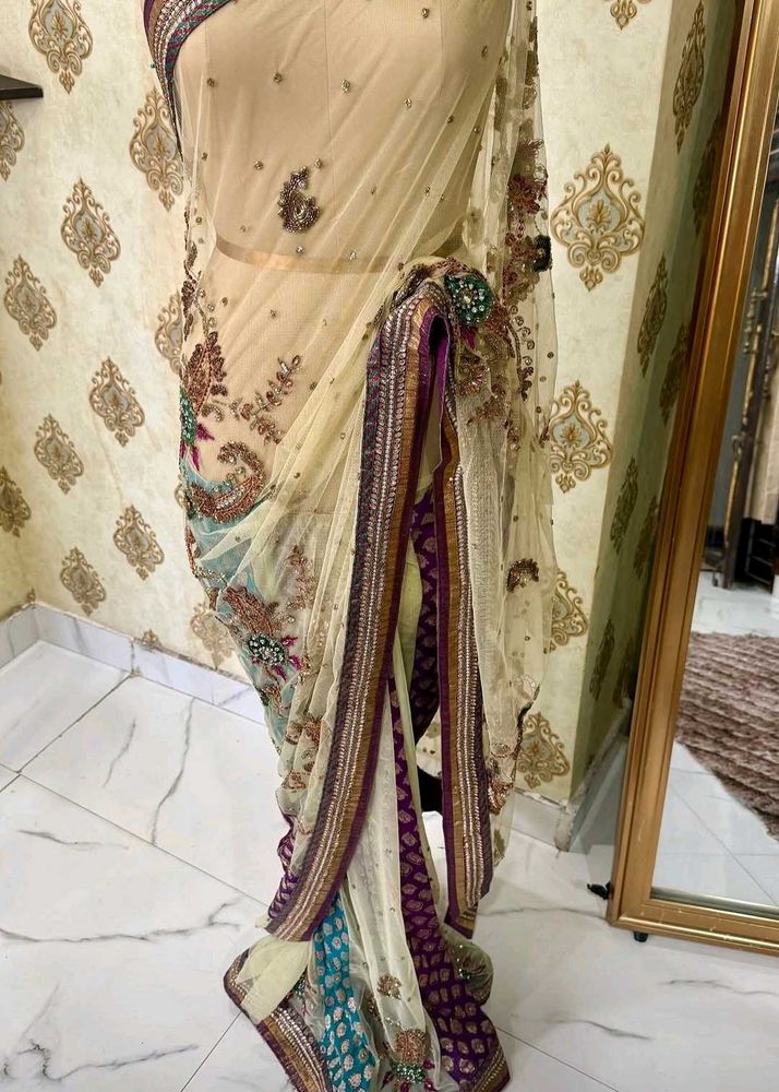 Heavy Beaded Net Saree