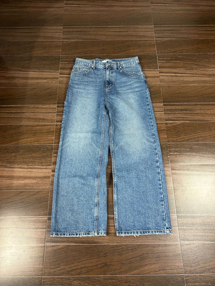 Stylish Wide Leg Blue Denim Jeans