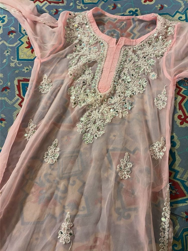 Beautiful Embroidered Pink Kurta