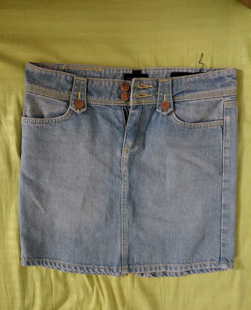 Light Wash Denim Mini Skirt