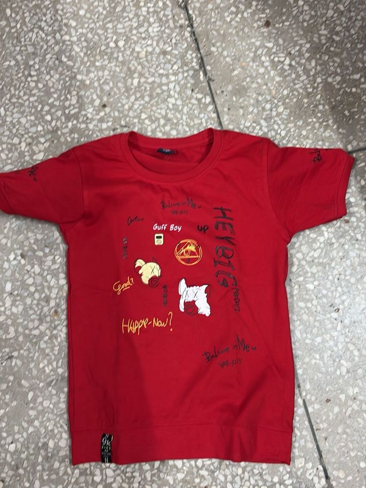 Cool Graphic Print Red T-Shirt