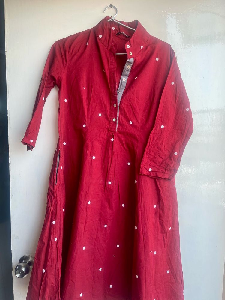 Charming Red Polka Dot Kurta