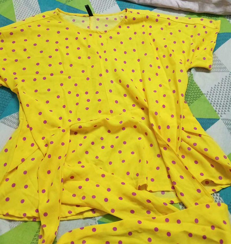 Bright Yellow Polka Dot Top