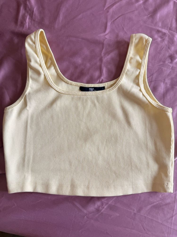 Ribbed Cream Tank Top