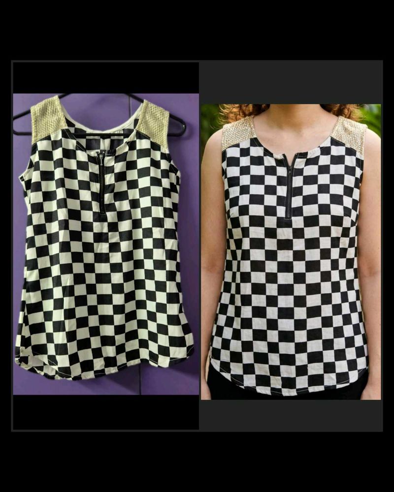 Chic Checkerboard Sleeveless Top