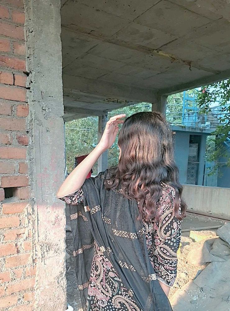 Black Kurta with pant and Dupatta