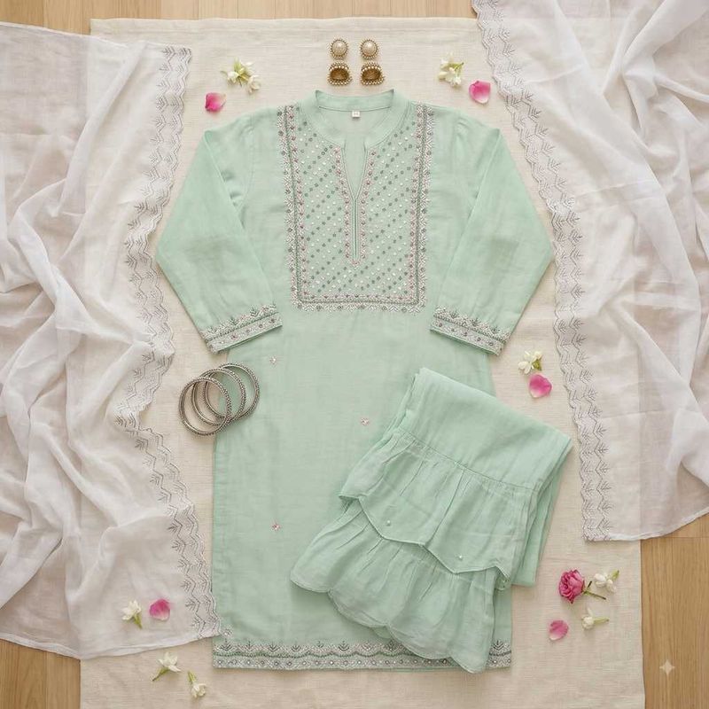 Embroidered Kurta Set with Palazzo