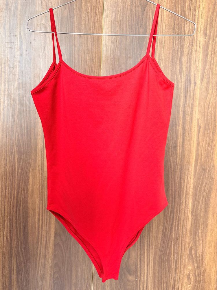 Zara Red Spaghetti Strap Bodysuit