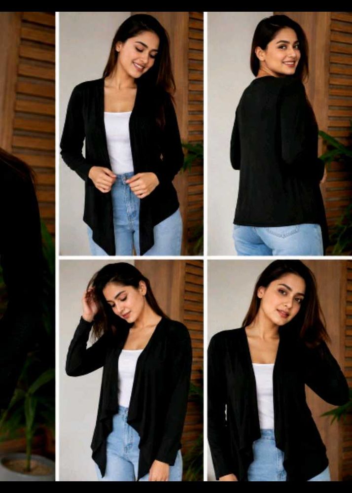 Chic Black Open Front Cardigan
