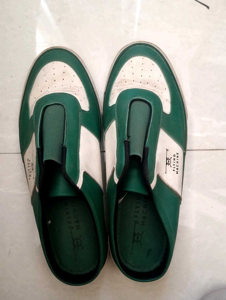 Flying Machine Green &amp; White Sneakers