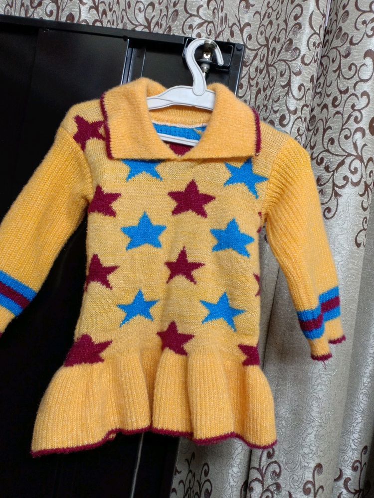 Beautiful Wool Frock Top For Baby Girl