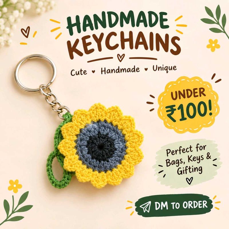 Handmade Sunflower Keychain