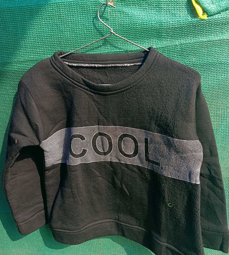 Black 'COOL' Sweatshirt ( free size upto M)