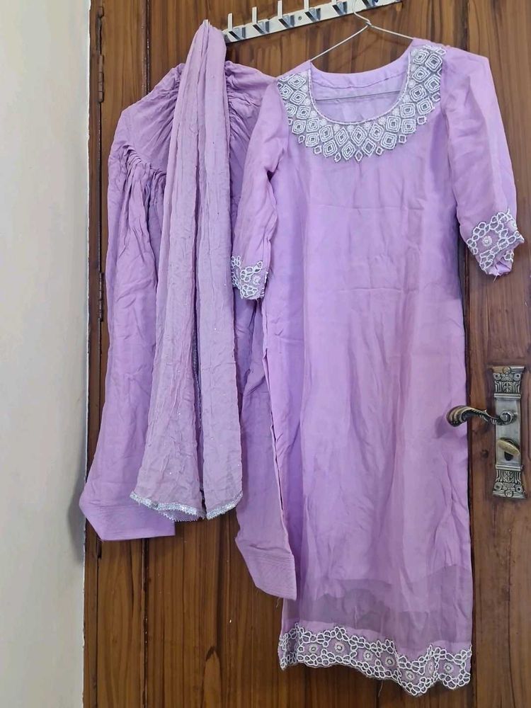 Lavender Kurta Set with Dupatta