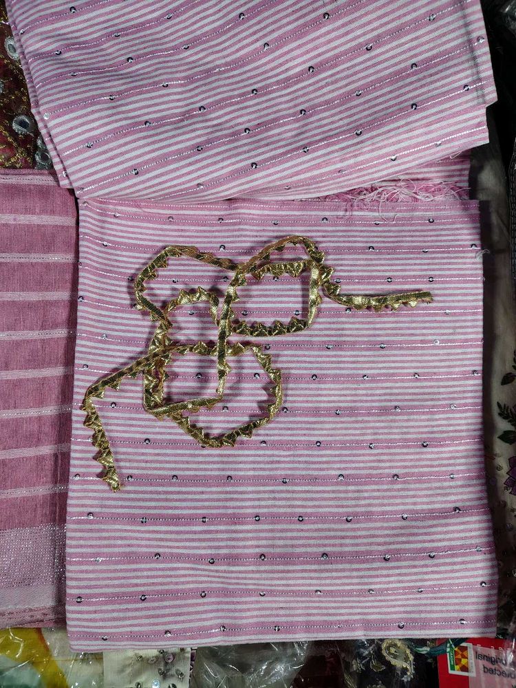Pink Dress Material Free Size Unstitched Suite