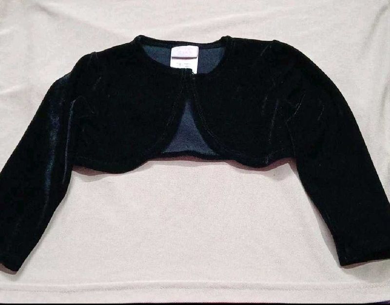Black Velvet shrug cardigan for baby girl