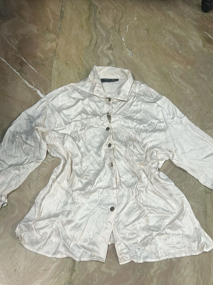cream colour silk shirt
