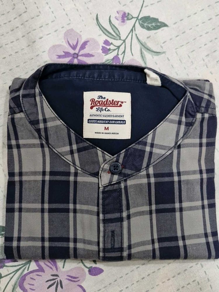 Roadster Men's Mandarin collar - Checkered Shirt